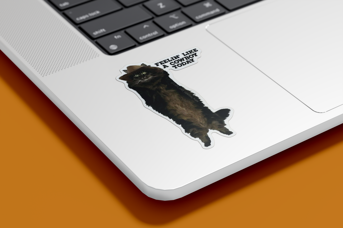 Cowboy Cat Sticker on Laptop